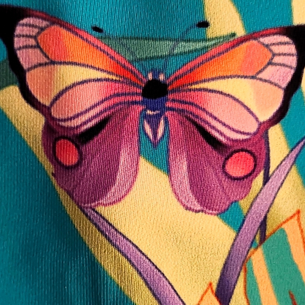 NWOT JOHNNY WAS FLORAL BUTTERFLY KEYHOLE HALTER TIE ONE-PIECE SWIM TROPICAL XS - Picture 6 of 10